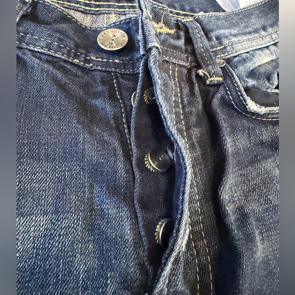 Zara Men's Dark Blue Straight Jeans with Distressed Details - Picture 6 of 8